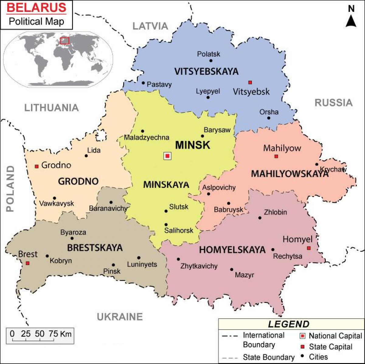 地図のベラルーシ政治